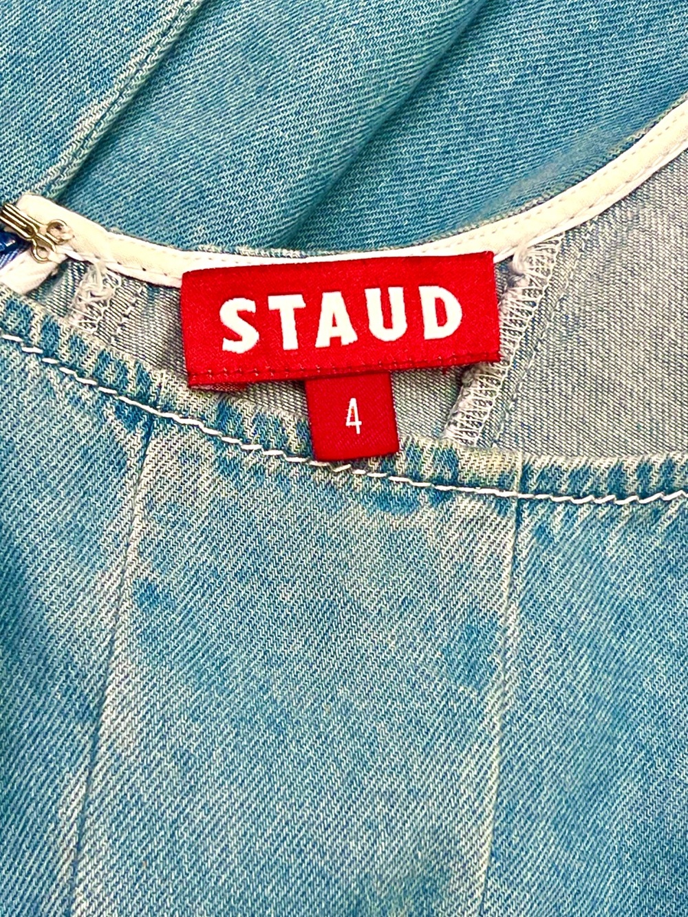 NWOT Staud Wells Midi Dress Light Wash Denim 🌟Rare Find🌟 - Picture 16 of 16
